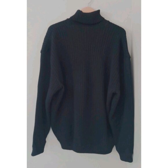 Vintage Saint James Guernsey Sweater Turtleneck Wool Size XXL 48 Black Ribbed - Picture 6 of 11